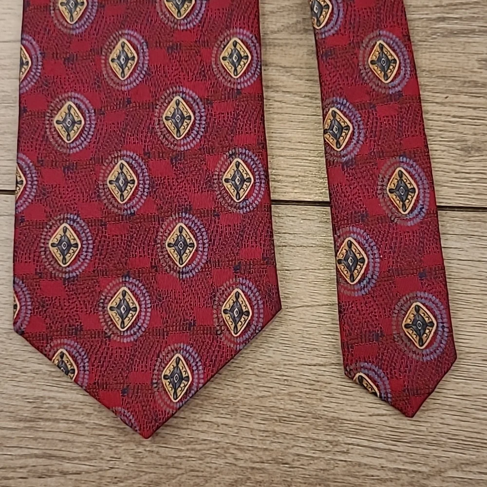 ROBERT TALBOTT Best of Class Metallic Dark Red Gold Abstract Mens Silk Tie‎